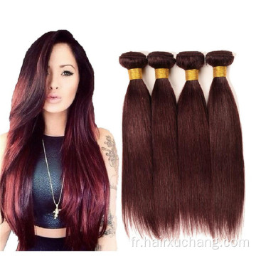 Bourgogne en gros rouge 100% cheveux humains trame brésilienne colorée 99J Remy Hair Extension droite vierge pas cher paquets de cheveux humains